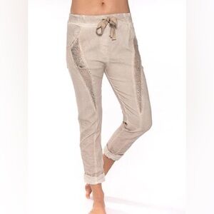 Porter Collective Sequin Star Blush Pink Pants Made in Italy size small